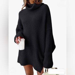 NWOT Turtleneck Oversized Long Batwing Sleeve Dress